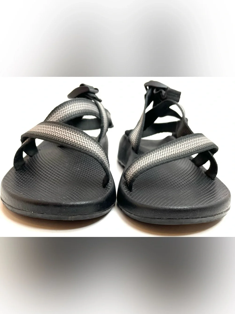 Chaco Z/Cloud Hiking Sport Sandals Black Gray Adjustable Straps Outdoor Sz 11
